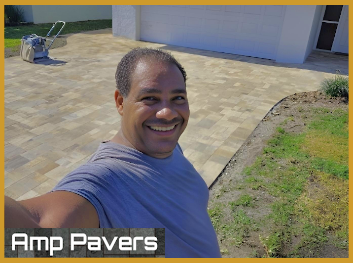 Pablo. Amp Pavers owner, at an Amp Pavers driveway project.