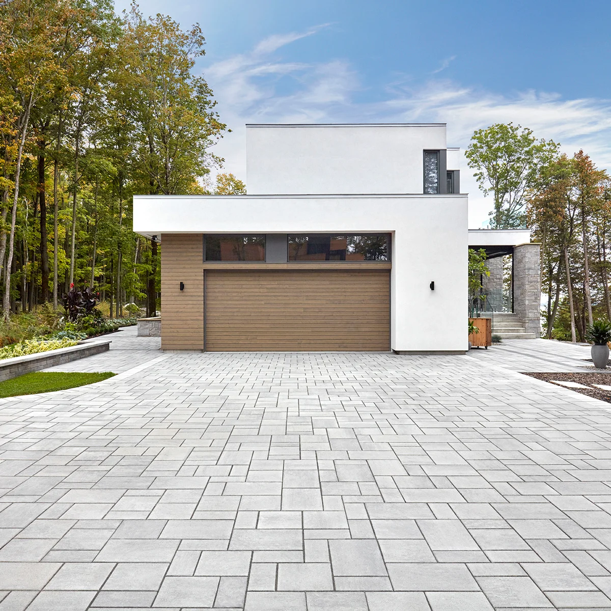 Slate pavers on a residential driveway