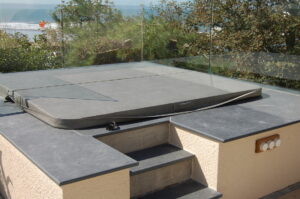 Slate outdoor hottub slate